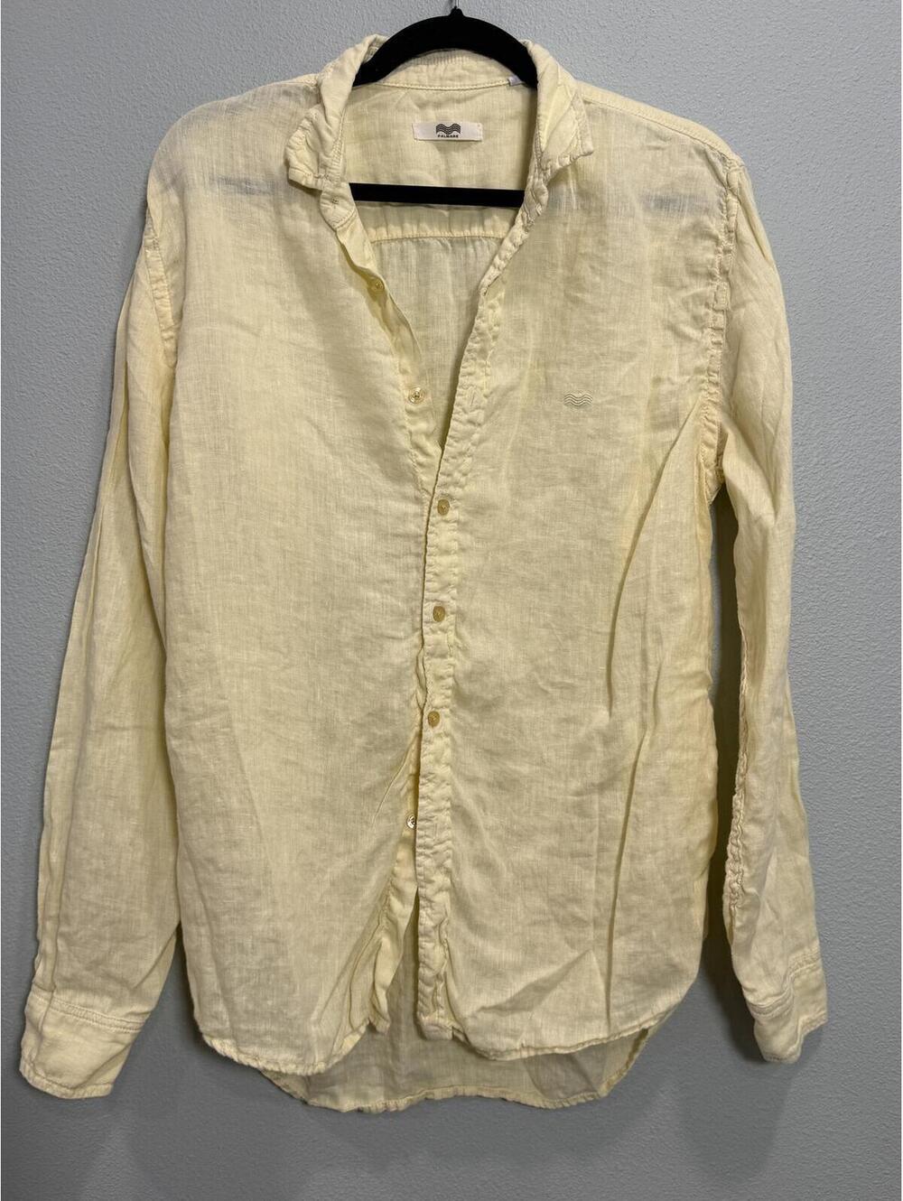 Palmare Brazil Imported 100% Linen Butter Yellow Button Up Top - Medium